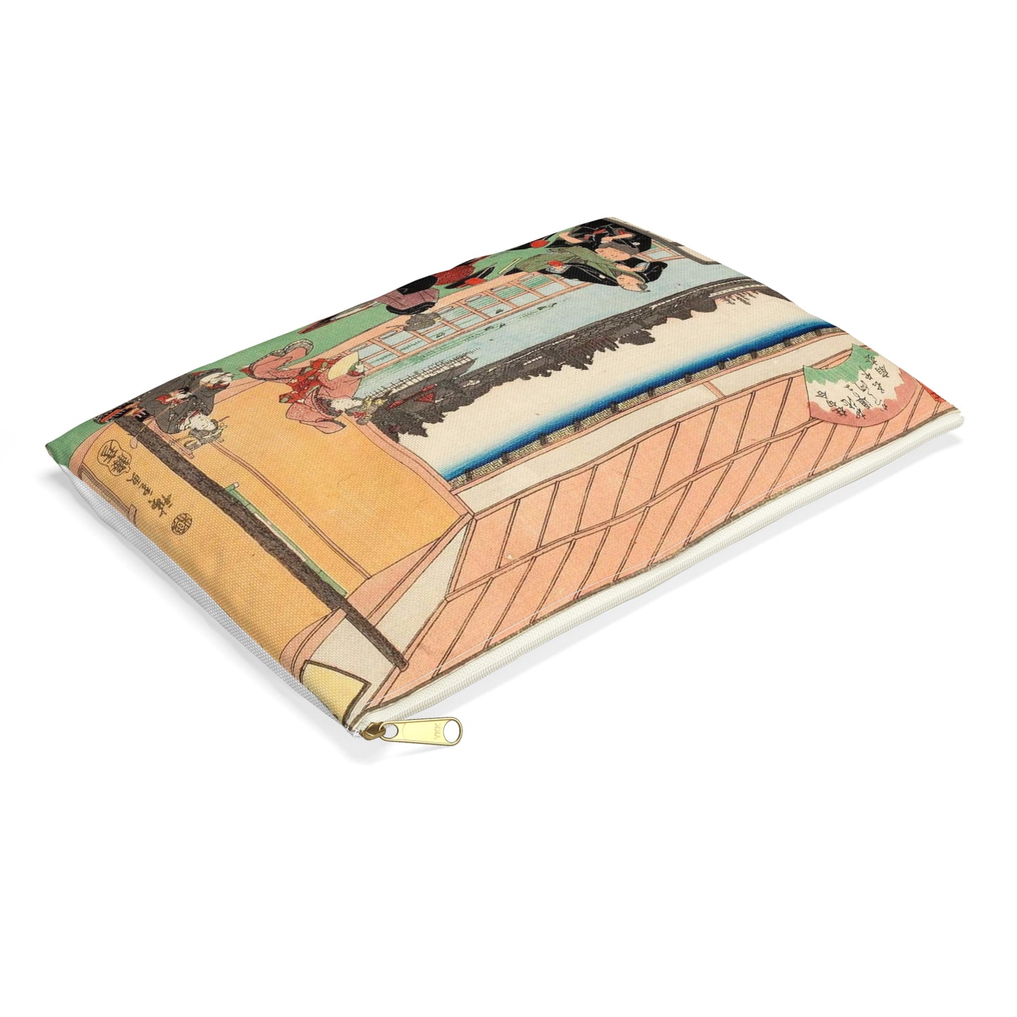 Hiroshige, Kawachirô on the Shitaya Hironokôji (Shitaya hirokôji tôeisanroku kawachirô jô shuen no zu) Large Organizer Pouch with Black Zipper