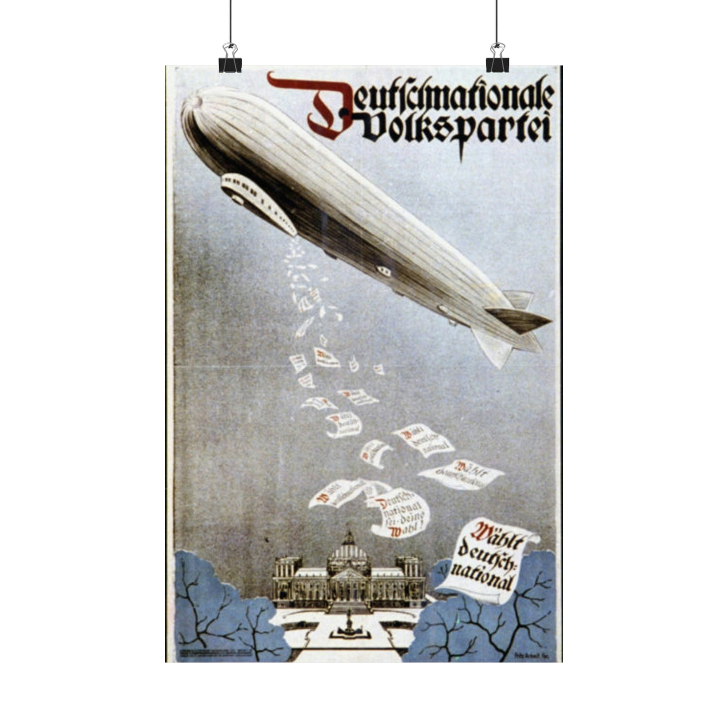 german election poster. oct 1924 -  Deutsche Zeppelin Reederei Company High Quality Matte Wall Art Poster for Home, Office, Classroom