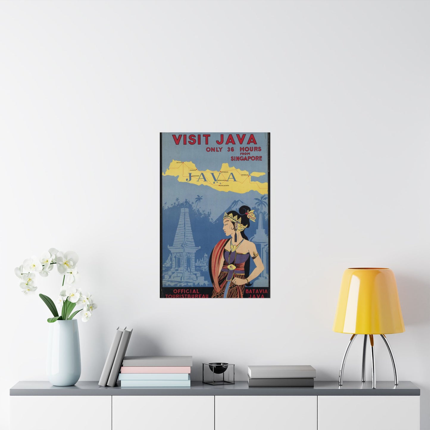 Java. Vintage Travel Poster., Art Deco Poster High Quality Matte Wall Art Poster for Home, Office, Classroom