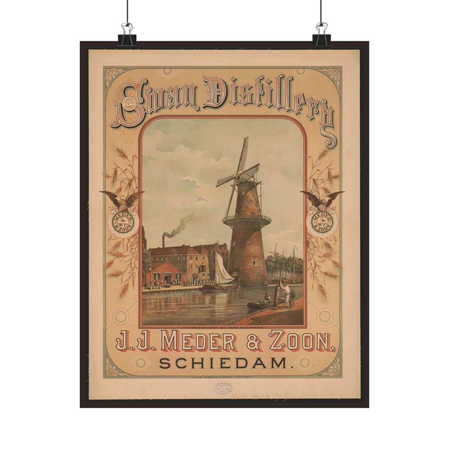 Swan Distillery, J.J. Meder & Zoon, Schiedam High Quality Matte Wall Art Poster for Home, Office, Classroom