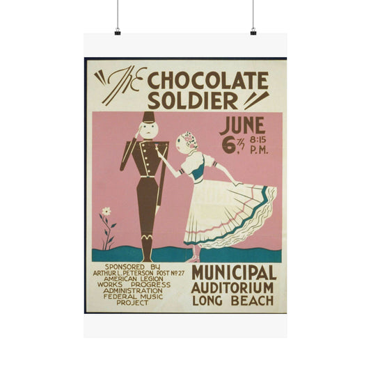 "The chocolate soldier" - WPA poster, Public domain, Library of Congress High Quality Matte Wall Art Poster for Home, Office, Classroom