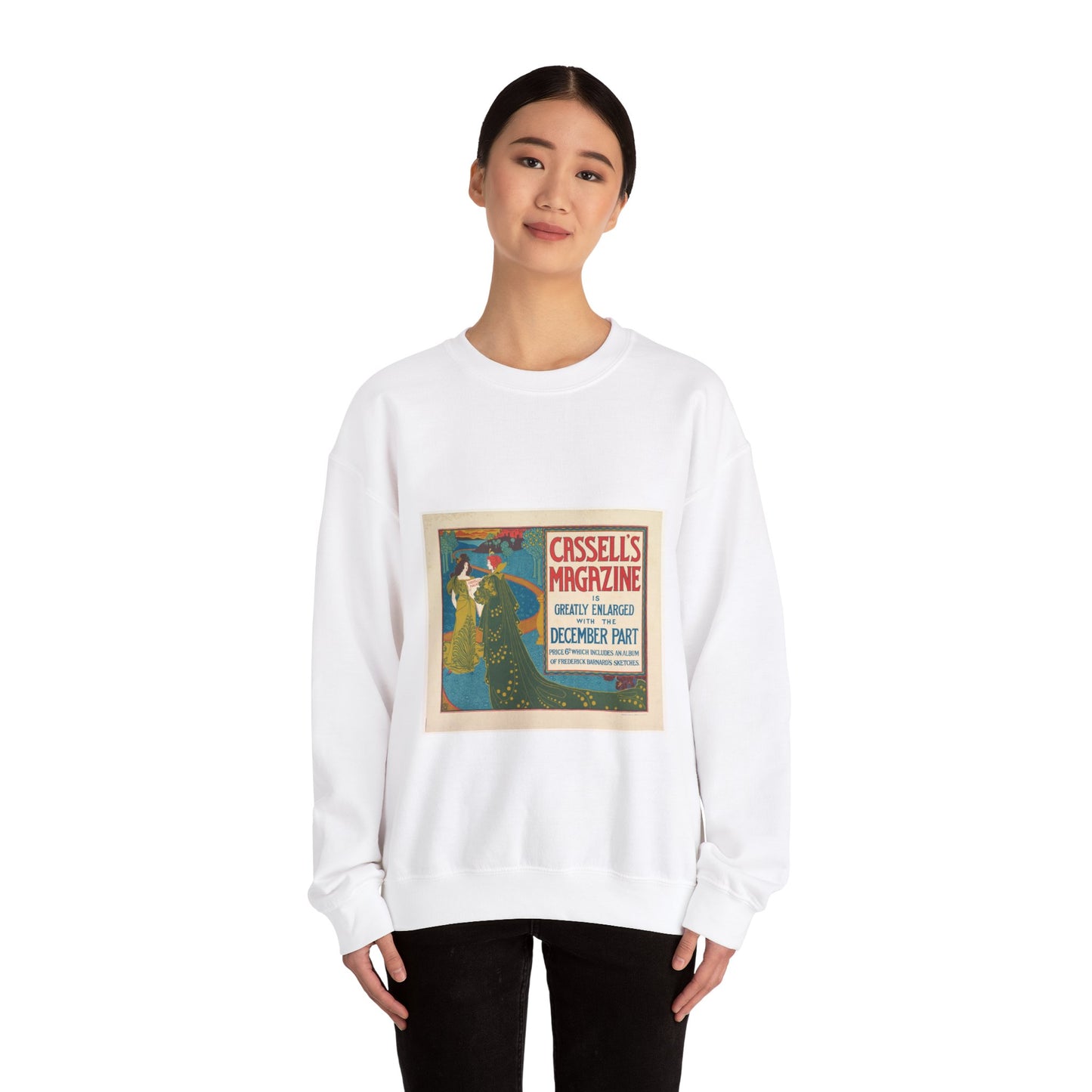 Louis Rhead - Cassell's Magazine: December White Heavy Blend Adult Crew Neck SweatShirt