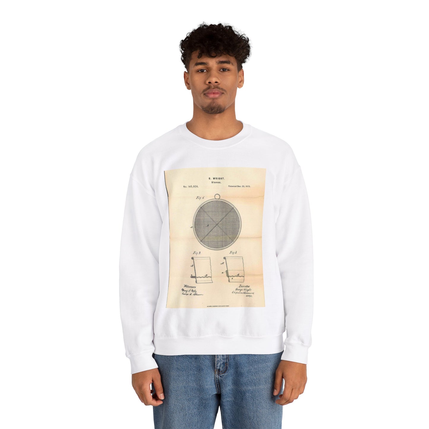 Patent Case File No. 145,924, Improvement in Sieves, Inventor- George Wright. - DPLA - a7a17ded40bdce4ed8e081156174bb00 (page 16) White Heavy Blend Adult Crew Neck SweatShirt