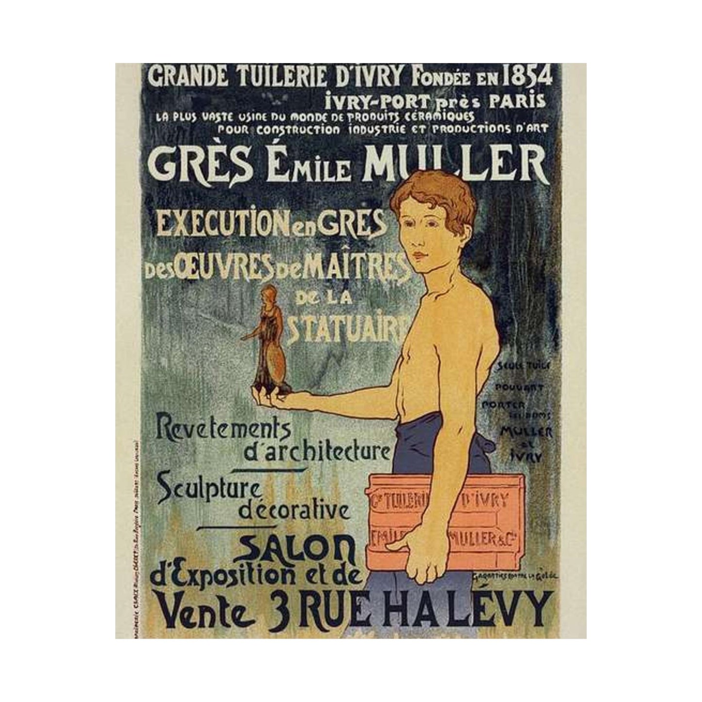 Affiche pour la "Grande Tuilerie d'Ivry" (Usine Émile Muller). High Quality Matte Wall Art Poster for Home, Office, Classroom