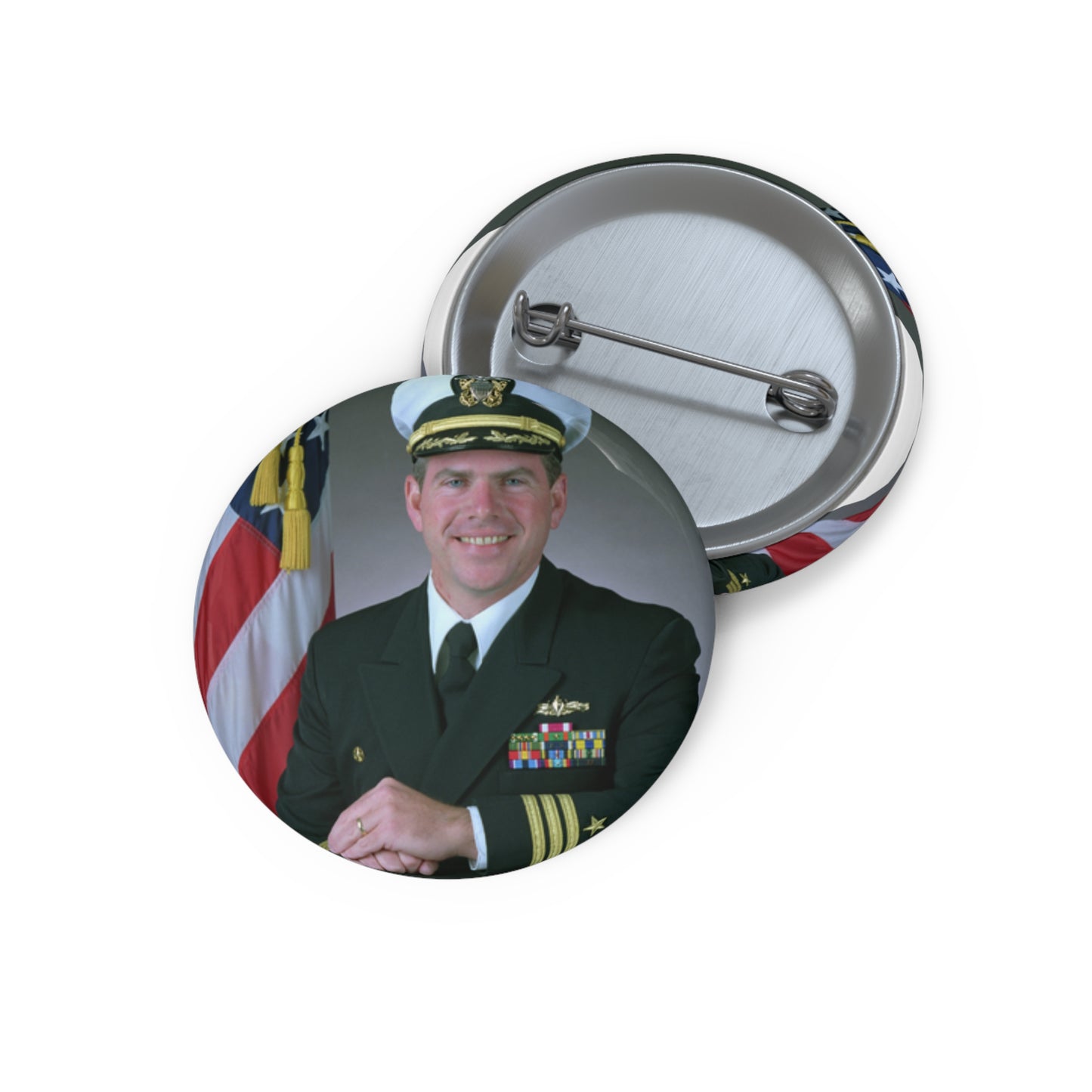 Commander Theodore J. Hoffman, USN Pin Buttons with Crisp Design
