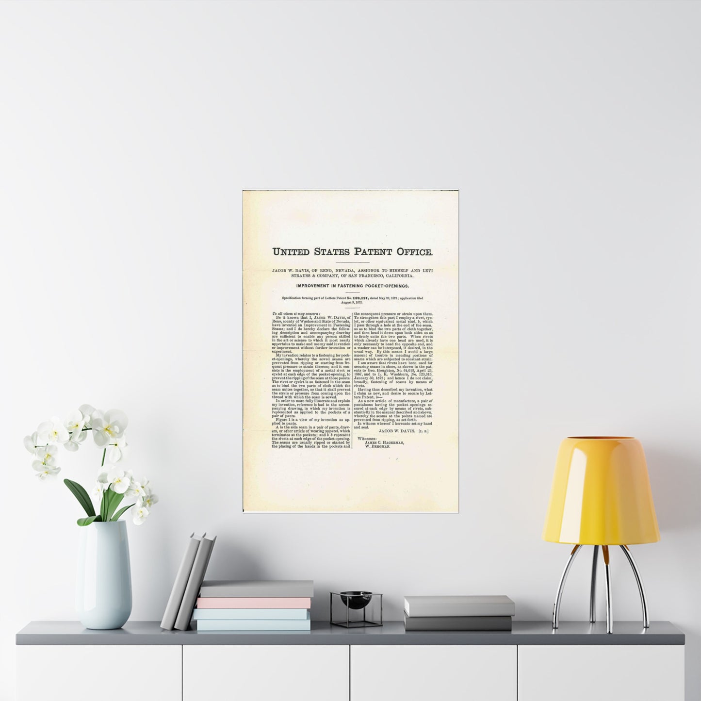 Patent Case File No. 139,121, Improvement in Fastening Pocket Openings, Inventor- Jacob W. Davis - DPLA - afb017b06366ded5b3d9735cb413b735 (page 29) High Quality Matte Wall Art Poster for Home, Office, Classroom