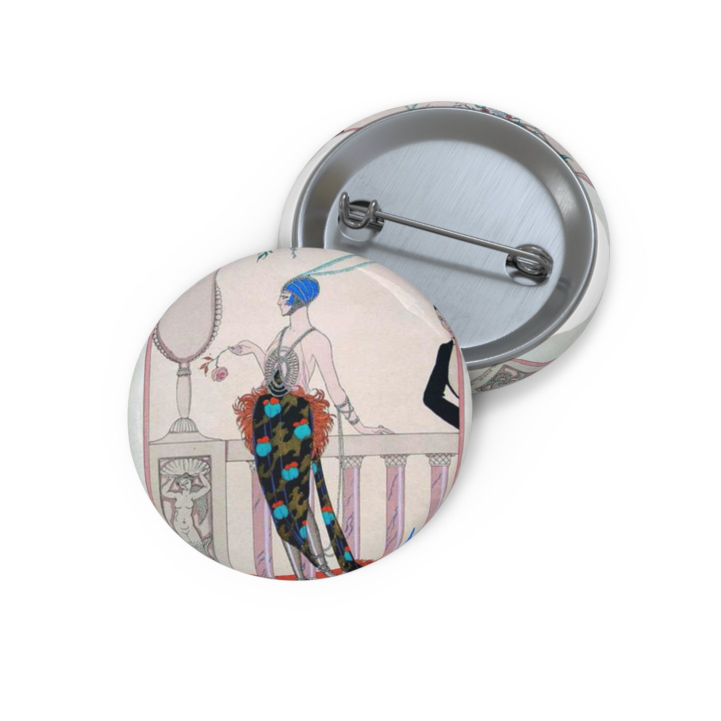 George Barbier - Laissez-moi seule! Pin Buttons with Crisp Design