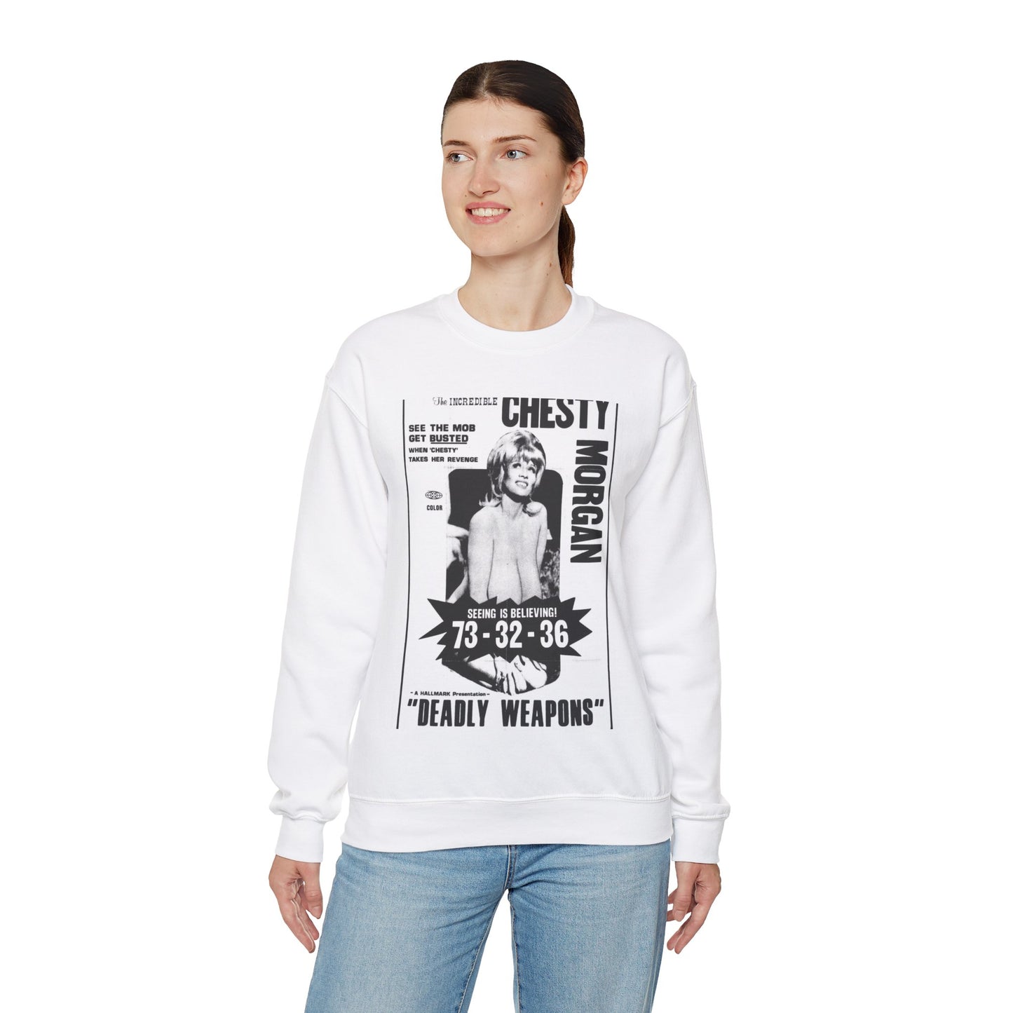 Deadly weapons poster 01 - Public domain movie poster White Heavy Blend Adult Crew Neck SweatShirt