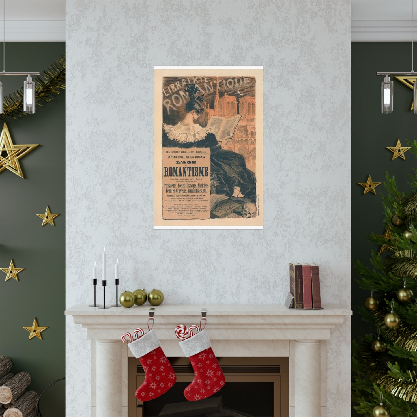 Affiche pour la "Librairie Romantique". High Quality Matte Wall Art Poster for Home, Office, Classroom