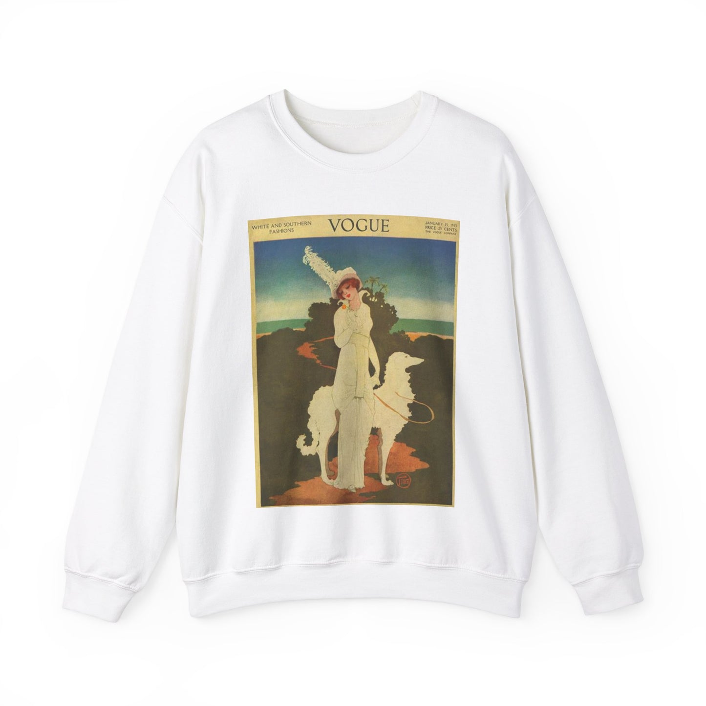 Vogue Magazine 15 Jan 1913 - Public domain portrait print White Heavy Blend Adult Crew Neck SweatShirt