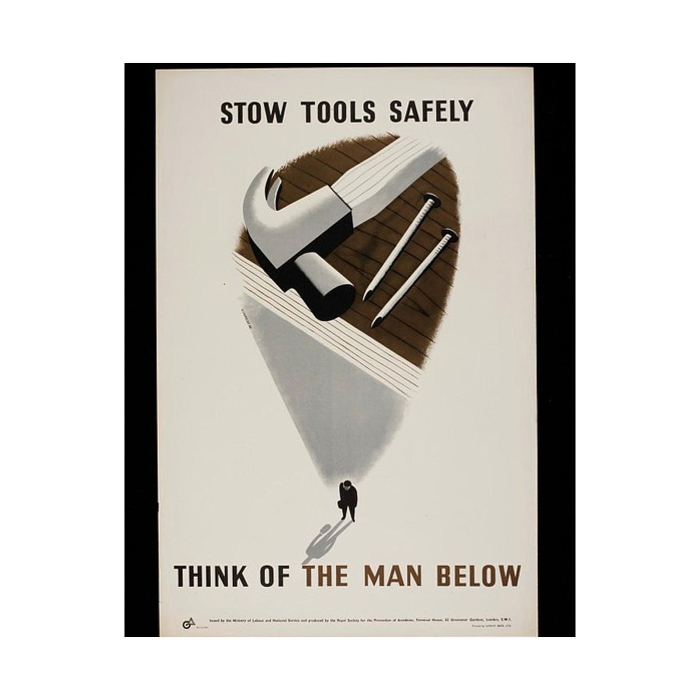 Stow Tools Safely Tom Eckersley High Quality Matte Wall Art Poster for Home, Office, Classroom