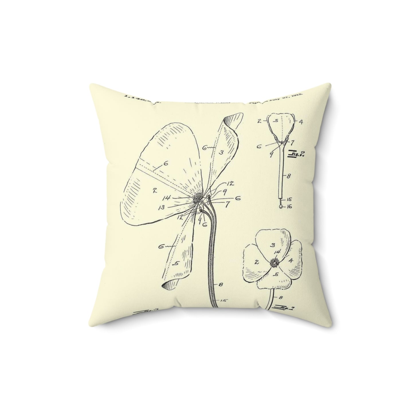 Patent Case File No. 1,148,208, Artificial Flower, Inventor- Estelle Allison. - DPLA - 1b60beaeeab0bcff0148a73366060d98 (page 20) Decorative Accent Square Pillow