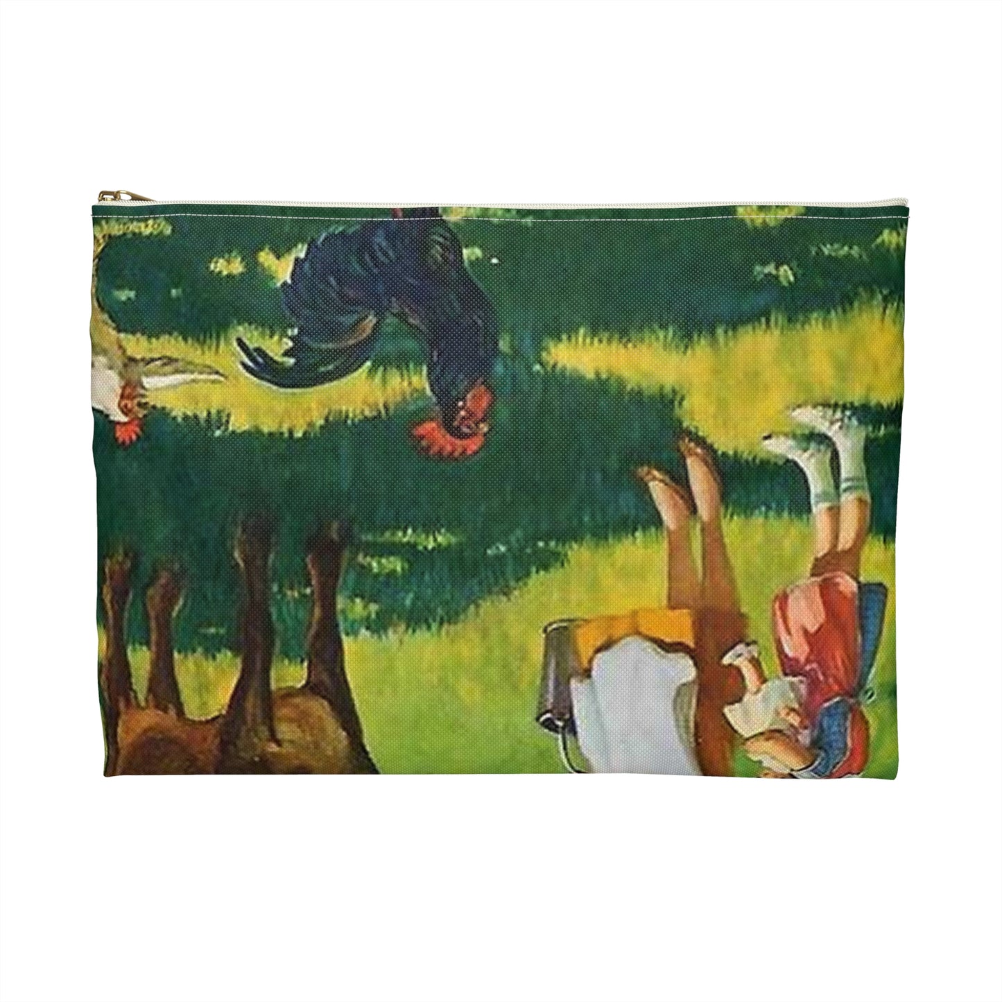 A Milking We Will Go, painting by Edward Mason Eggleston Large Organizer Pouch with Black Zipper