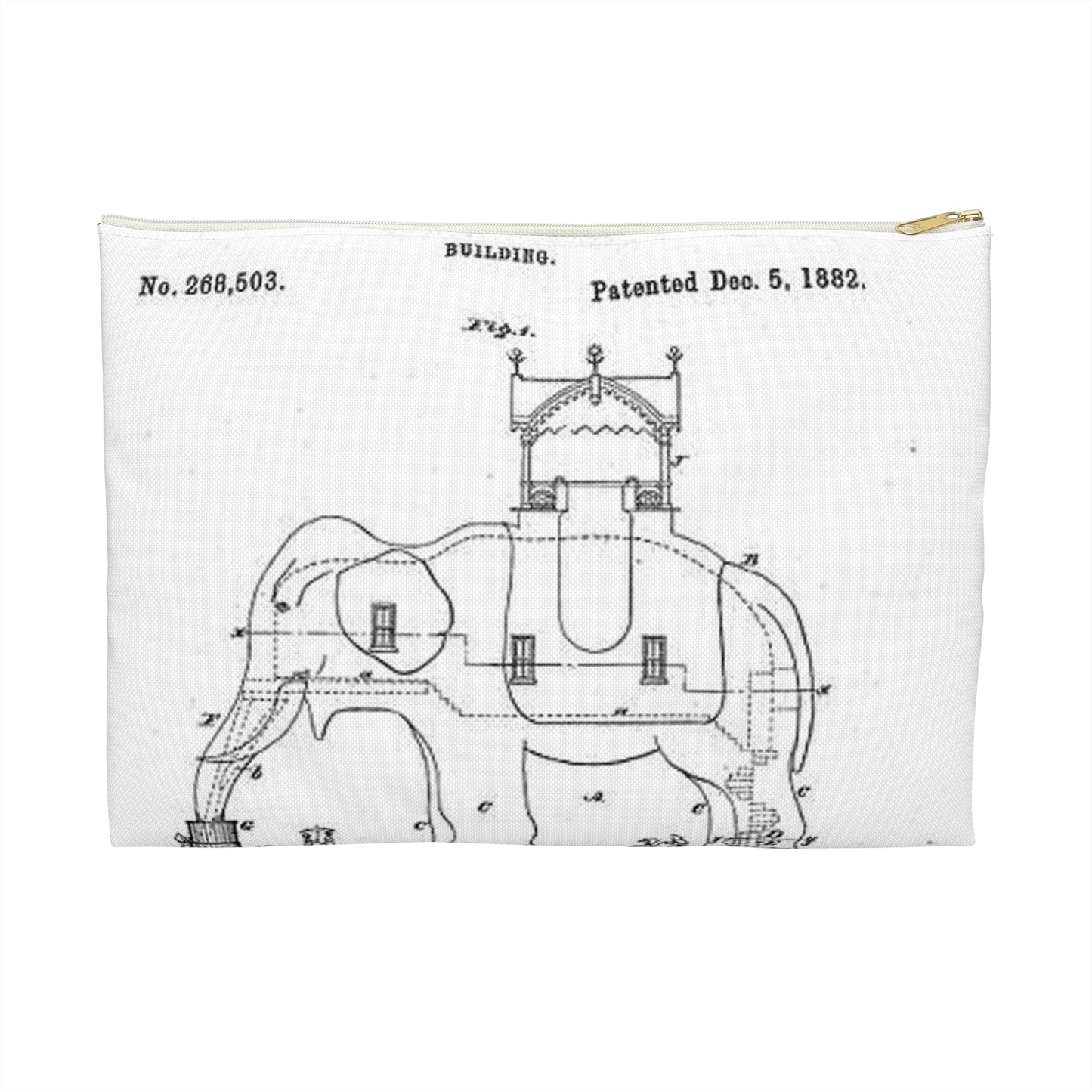 Patent Drawing of Engine - Lucy-USpatent268503 1882 Public domain  image Large Organizer Pouch with Black Zipper