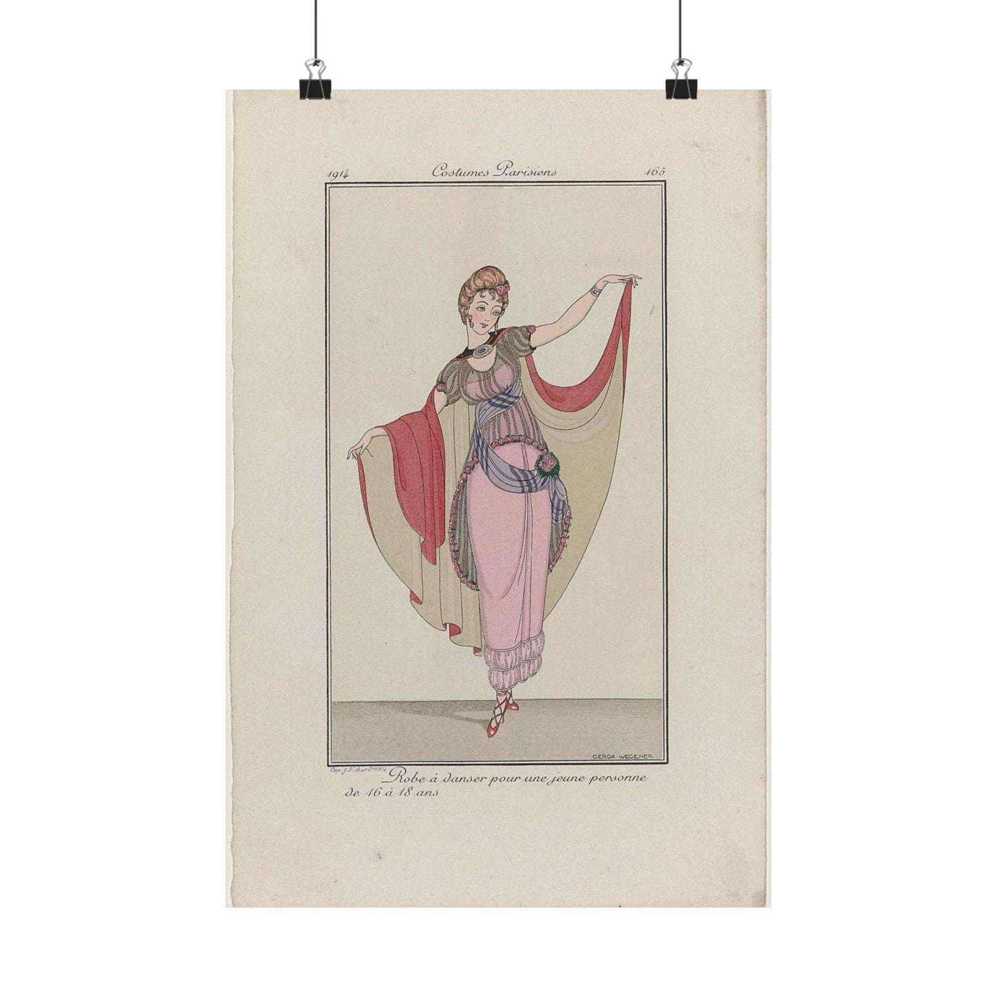 Journal des Dames et des Modes, Costumes Parisiens, 1914, No. 165 : Robe à danser (...) High Quality Matte Wall Art Poster for Home, Office, Classroom