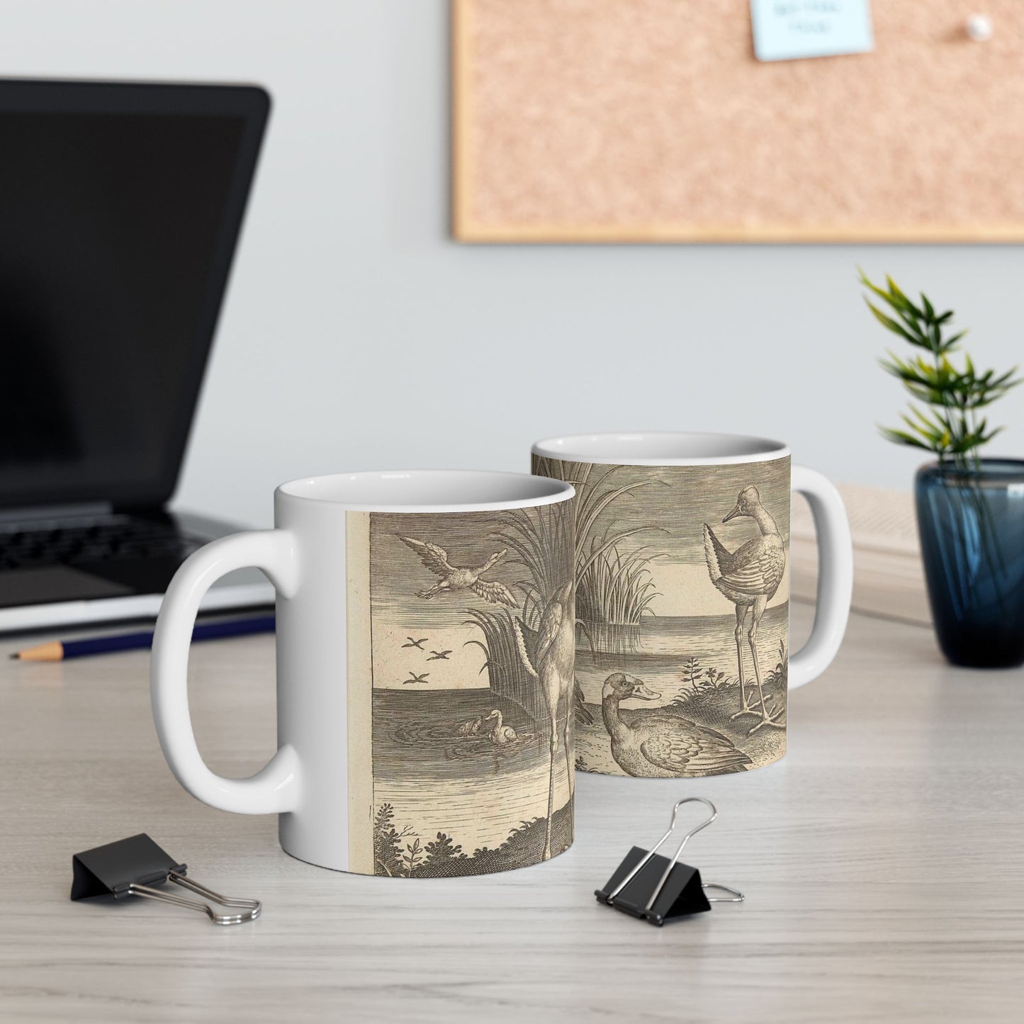 Adriaen Collaert - Enkele watervogels aan een oever Beautiful Novelty Ceramic Coffee Mug 11oz