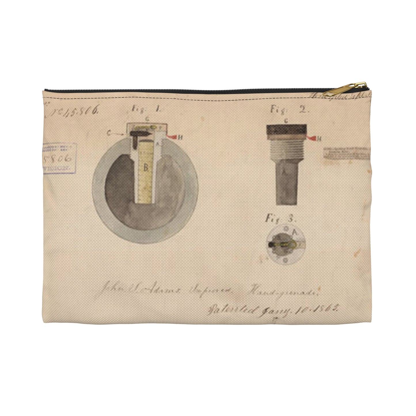 Patent drawing - Drawing of Improved Hand Grenade Public domain  image Large Organizer Pouch with Black Zipper