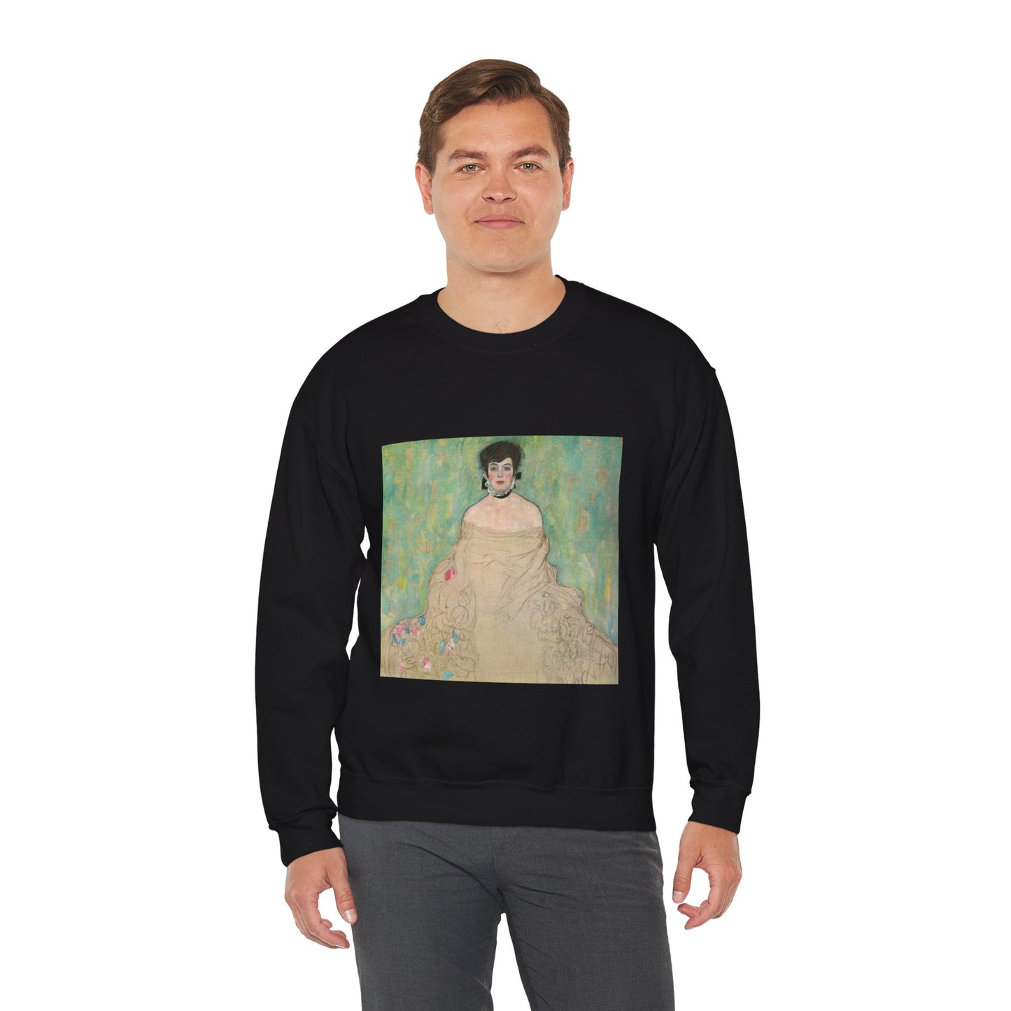 Gustav Klimt - Portrait of Amalie Zuckerkandl - Belvedere 7700 Black Heavy Blend Adult Crew Neck SweatShirt