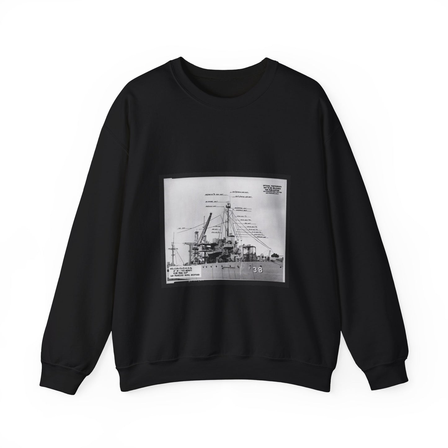 Navy Ship AF-38 Merapi - Public domain photogrpaph Black Heavy Blend Adult Crew Neck SweatShirt