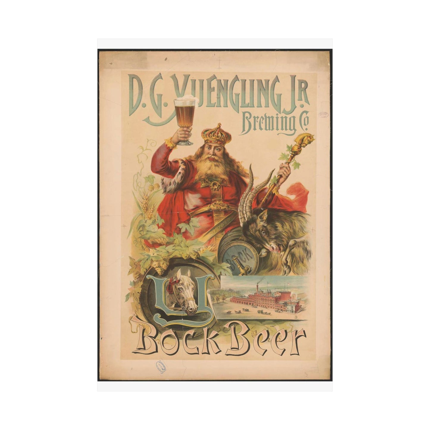 D.G. Yuengling Jr. Brewing Co., bock beer High Quality Matte Wall Art Poster for Home, Office, Classroom