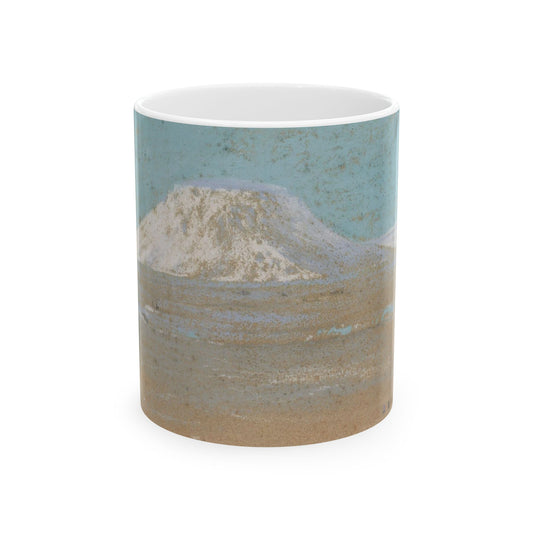 Sketch of a Mountain Rising from a Glacier Beautiful Novelty Ceramic Coffee Mug 11oz