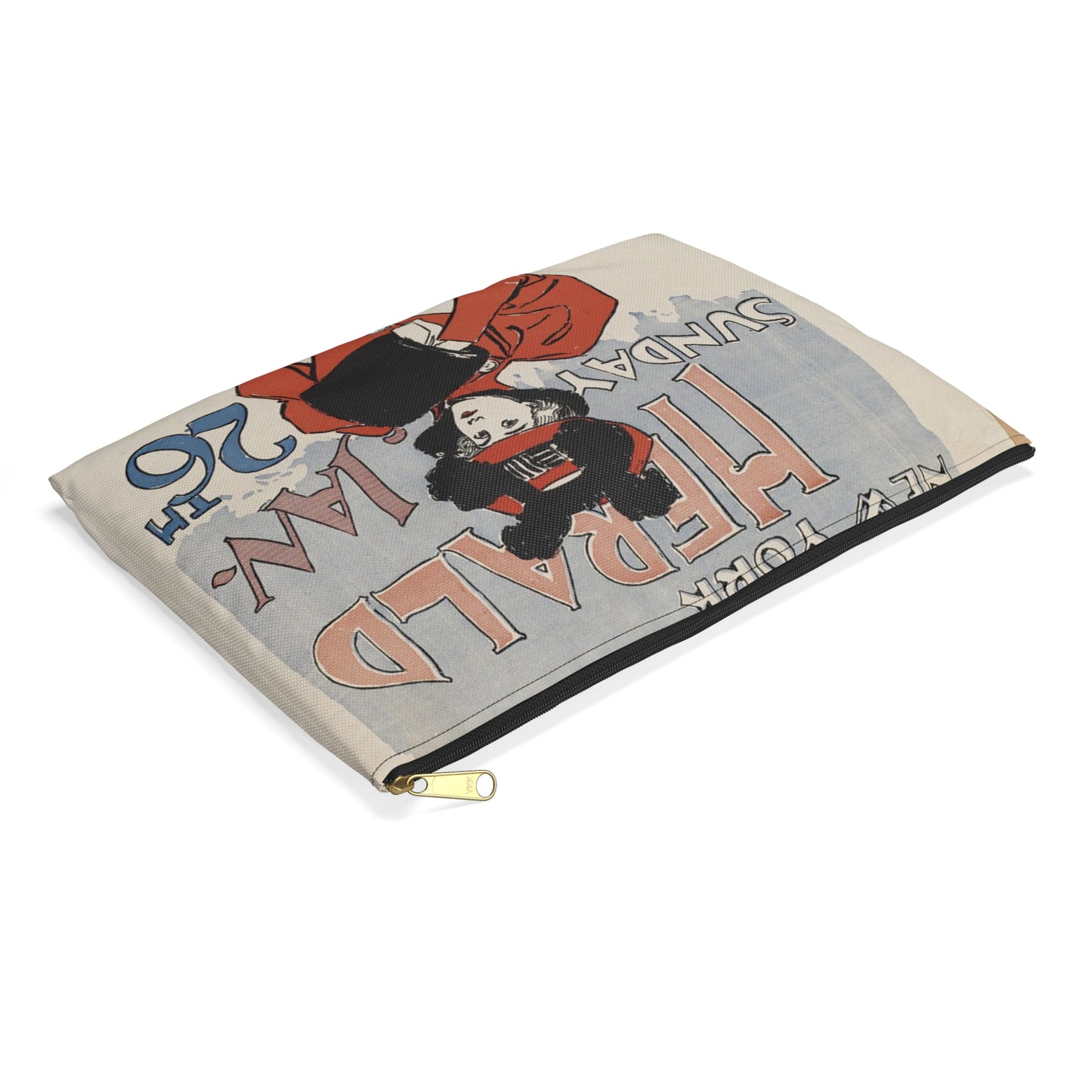 New York herald, Sunday Jan. 26th, 1896 Large Organizer Pouch with Black Zipper