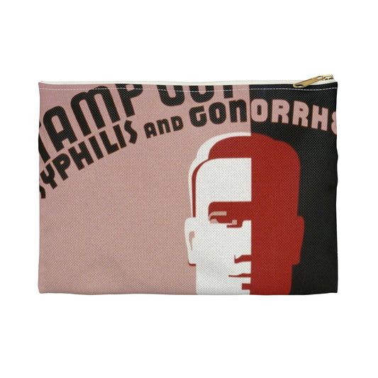 Stamp out syphilis and gonorrhea Have you had your blood test and examination : Go to your doctor or Dept. of Health. Large Organizer Pouch with Black Zipper