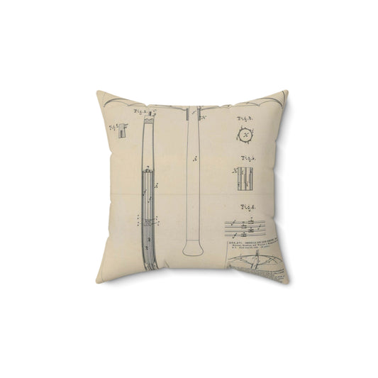 Patent drawing - for H. A. Whiting and W. J. Winghart's Umbrella and Cane Combined Public domain  image Decorative Accent Square Pillow
