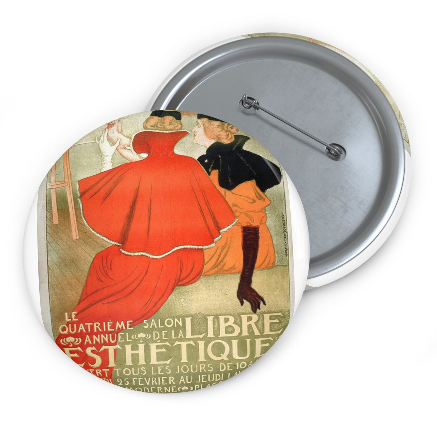 Le quatrième salon annuel de la Libre Esthétique Pin Buttons with Crisp Design