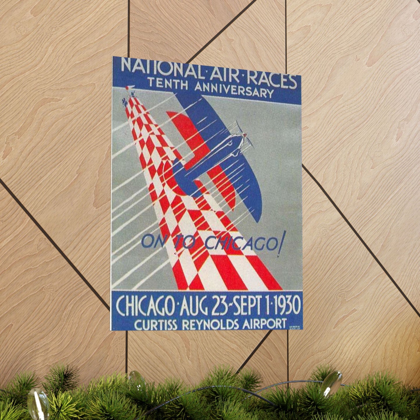 1930 National Air Race poster - Art Deco public domain image High Quality Matte Wall Art Poster for Home, Office, Classroom