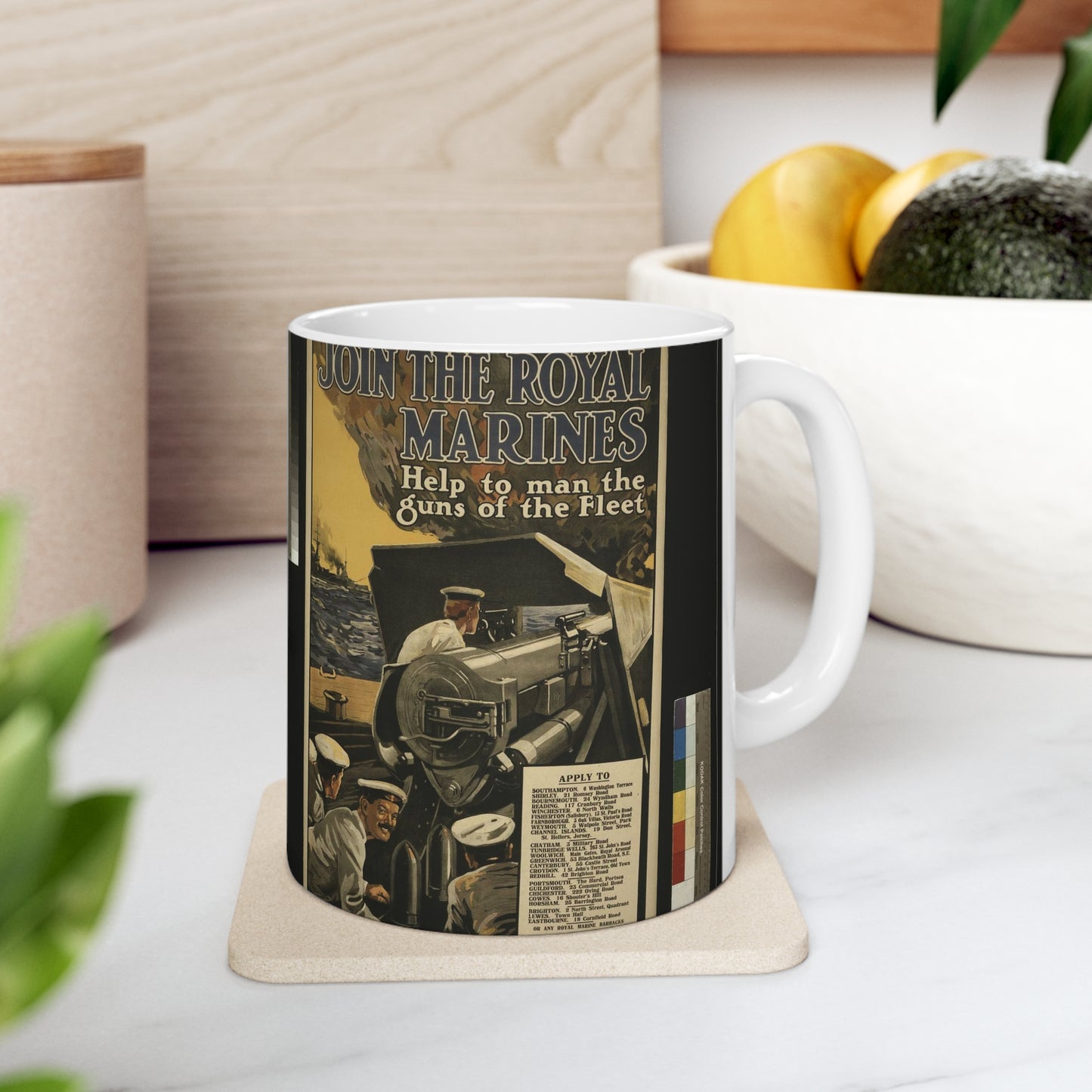 Join the Royal Marines. Help to man the guns of the fleet / W.H. Smith & Son, Printers, 55 Fetter Lane, London, E.C. Beautiful Novelty Ceramic Coffee Mug 11oz