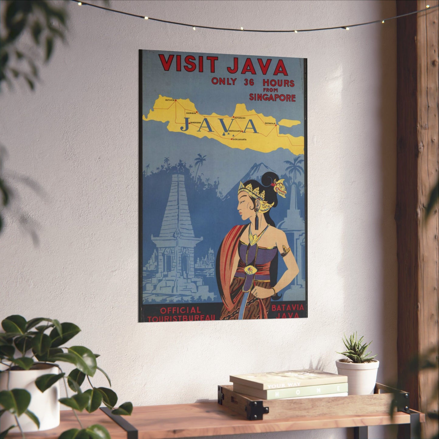 Java. Vintage Travel Poster., Art Deco Poster High Quality Matte Wall Art Poster for Home, Office, Classroom