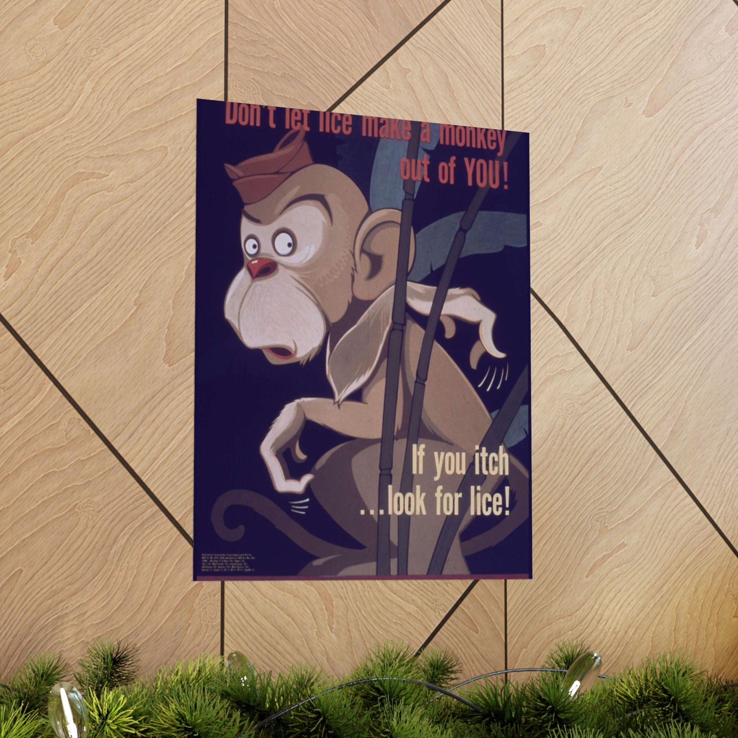 "Don't Let Lice Make a Monkey out of You^ If You Itch...Look for Lice^ If You Find Lice Report it at Once" - NARA - 514159 High Quality Matte Wall Art Poster for Home, Office, Classroom