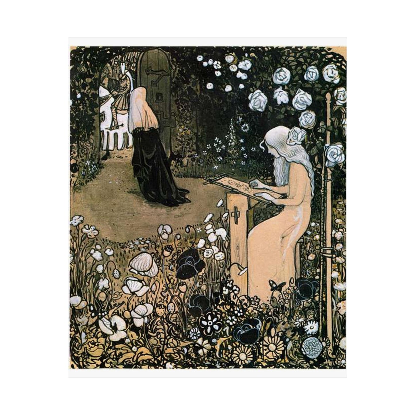 Jolantha 2 by John Bauer 1907 - Drawing. Public domain image. High Quality Matte Wall Art Poster for Home, Office, Classroom