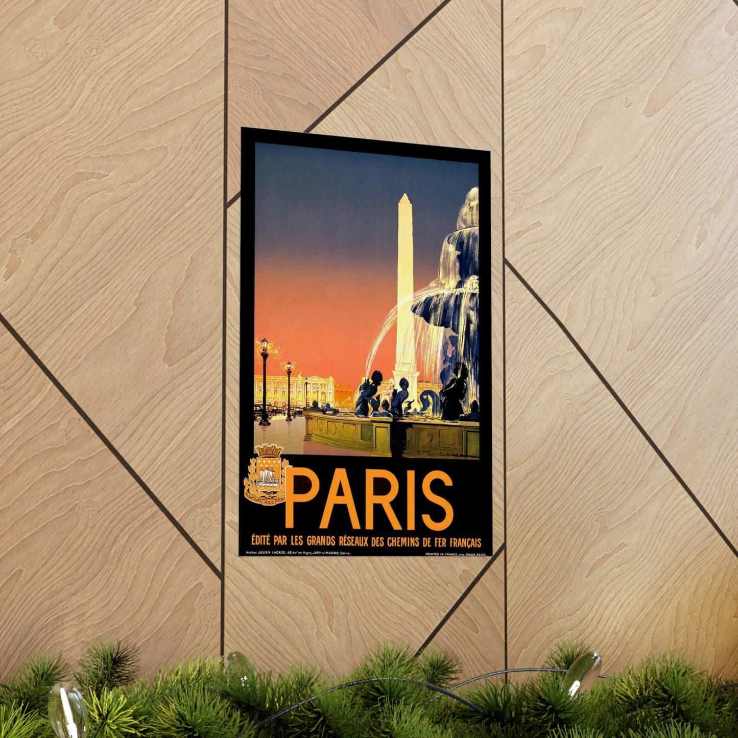 Paris. Vintage Travel Poster. - Art Deco public domain image High Quality Matte Wall Art Poster for Home, Office, Classroom