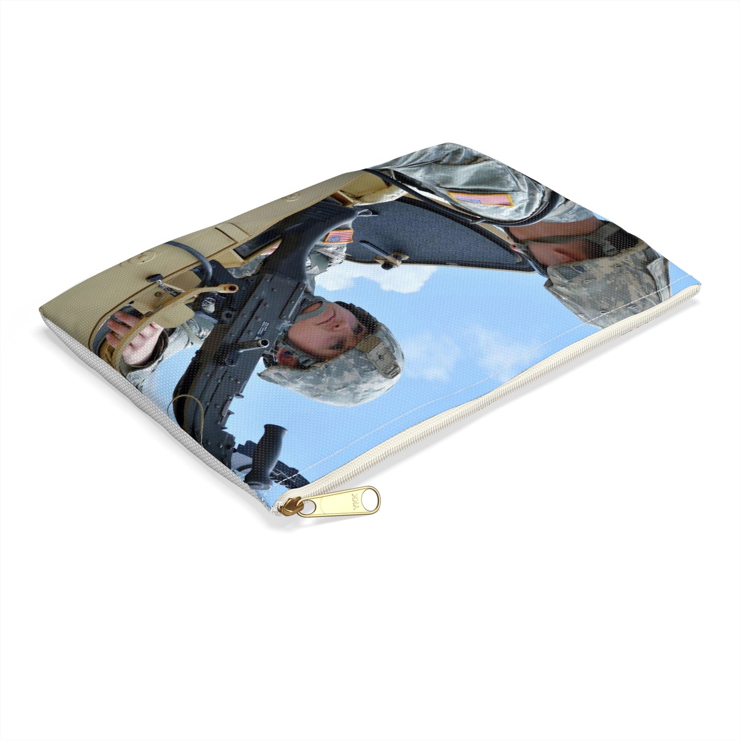 In this image, Sgt. Melica Thayer of the 136th Military Large Organizer Pouch with Black Zipper