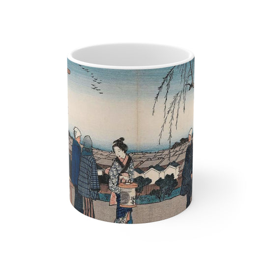 Shin Yoshiwara (Shin yoshiwara nihonzutsumi mikaeri yanagi), (Edo meisho) Beautiful Novelty Ceramic Coffee Mug 11oz