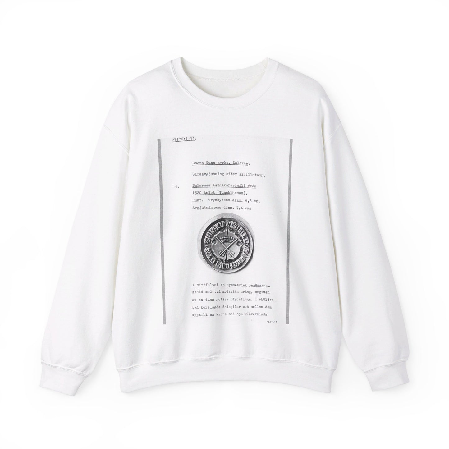 sigill (Dalarnas Landskapssigill från 1520-talet) White Heavy Blend Adult Crew Neck SweatShirt