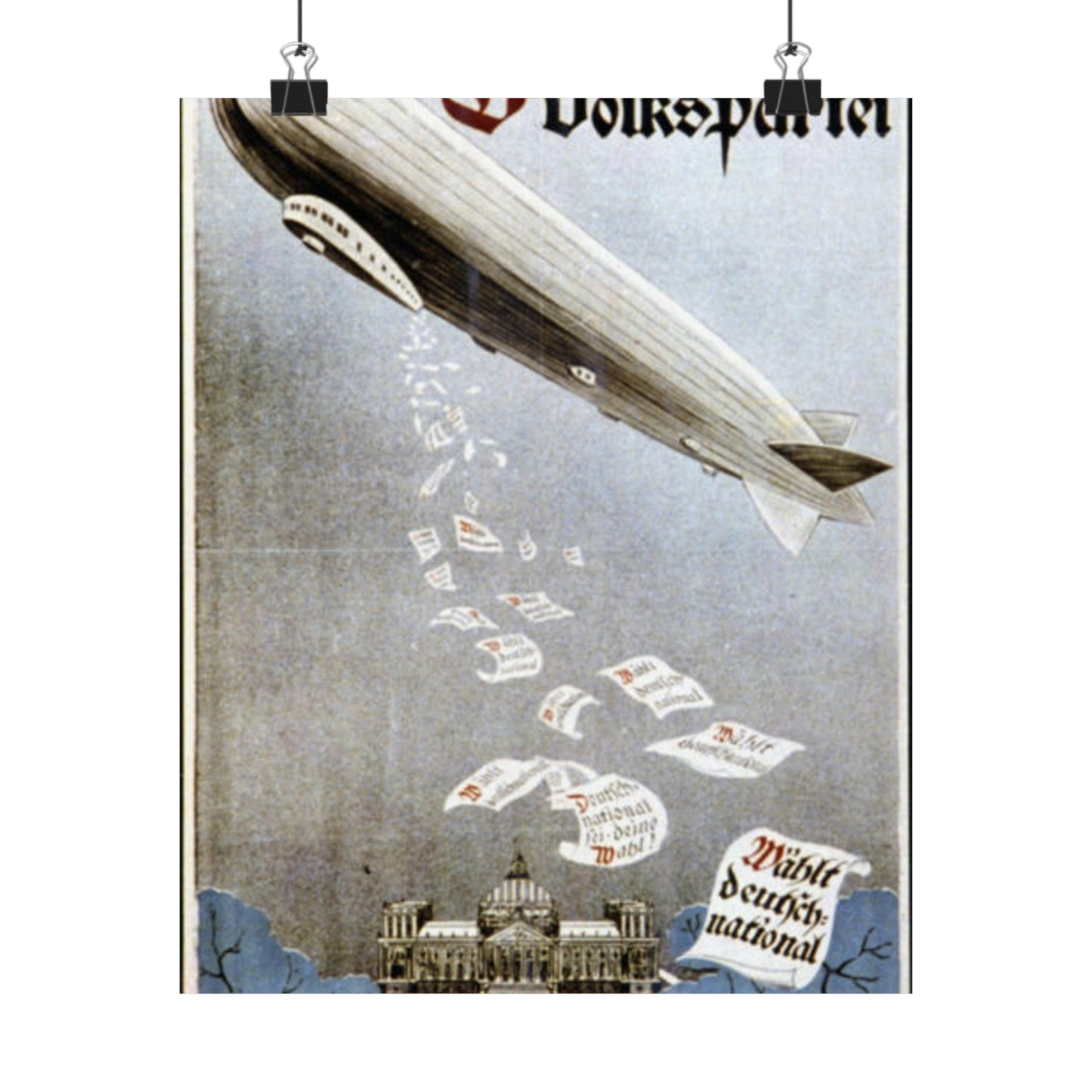 german election poster. oct 1924 -  Deutsche Zeppelin Reederei Company High Quality Matte Wall Art Poster for Home, Office, Classroom