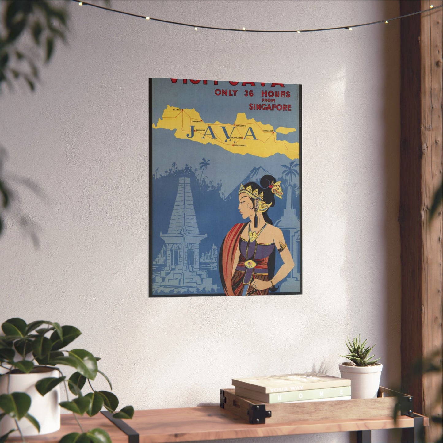 Java. Vintage Travel Poster., Art Deco Poster High Quality Matte Wall Art Poster for Home, Office, Classroom