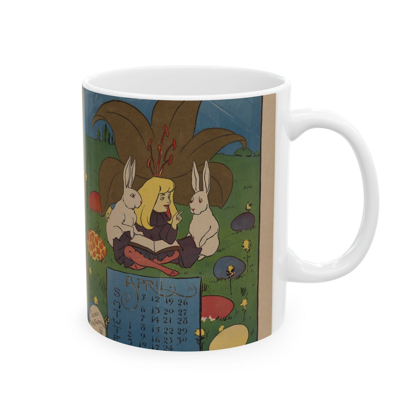 April, Art Deco Poster - Public domain dedication image Beautiful Novelty Ceramic Coffee Mug 11oz