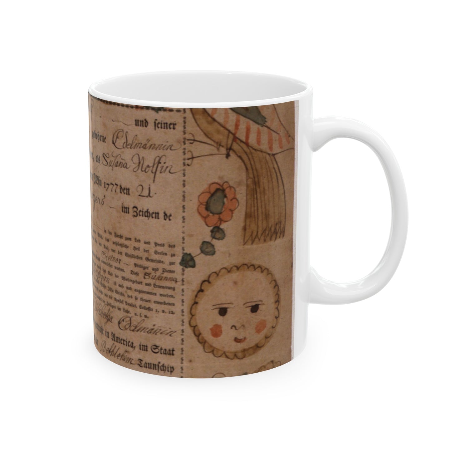 Frakturs illumination - George Nolf, Pennsylvania Beautiful Novelty Ceramic Coffee Mug 11oz