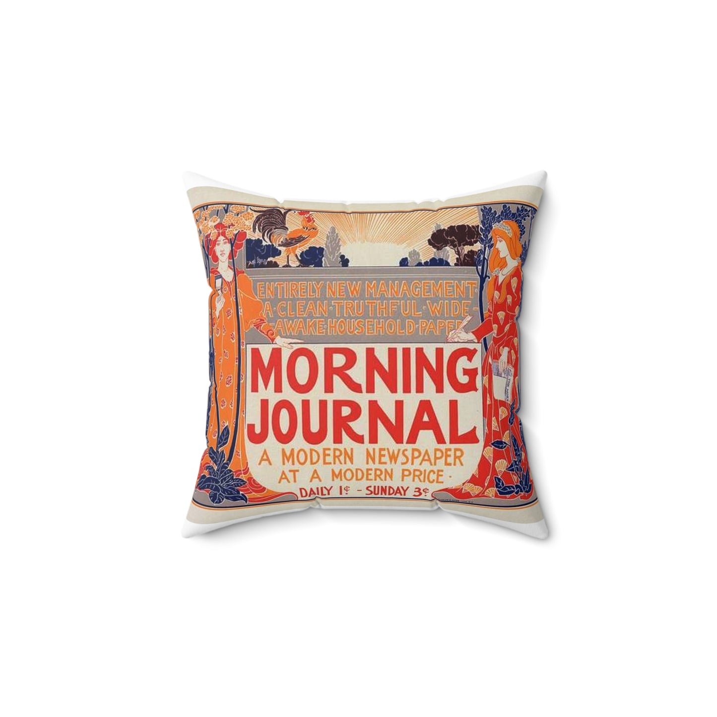 Louis Rhead - Affiche américaine pour le "Morning Journal". Decorative Accent Square Pillow