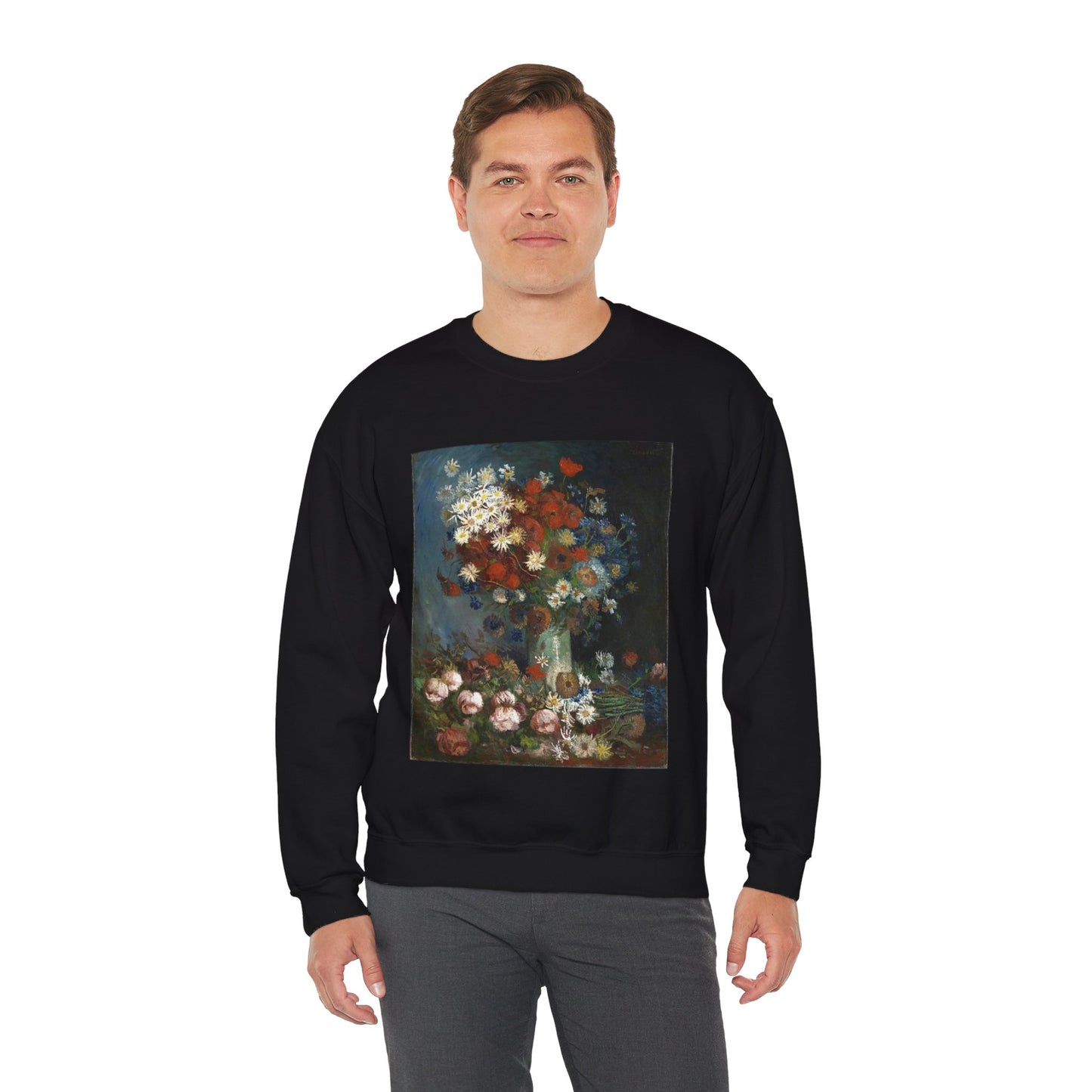 Still life with meadow flowers and roses Van Gogh 1886 Black Heavy Blend Adult Crew Neck SweatShirt