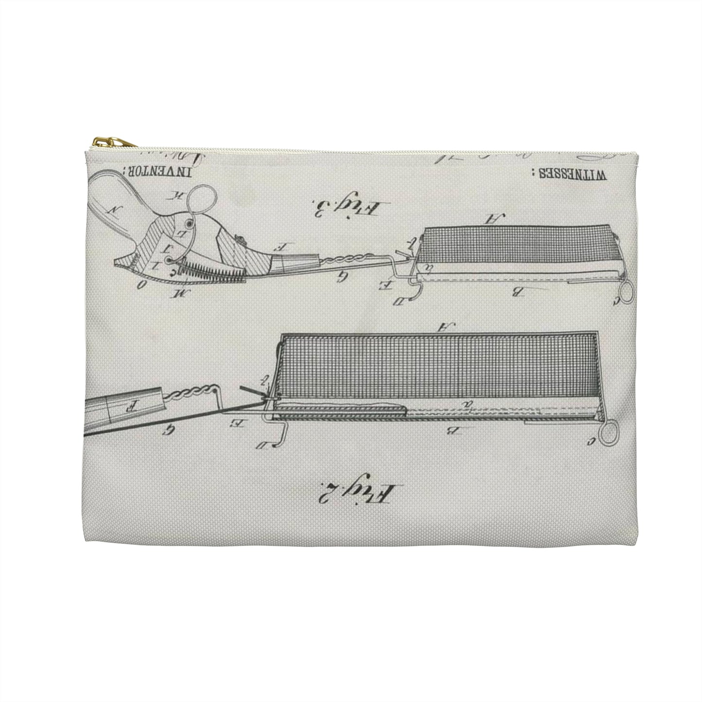 Patent Drawing of Engine - for J. Wilkie's Corn Popper Public domain  image Large Organizer Pouch with Black Zipper