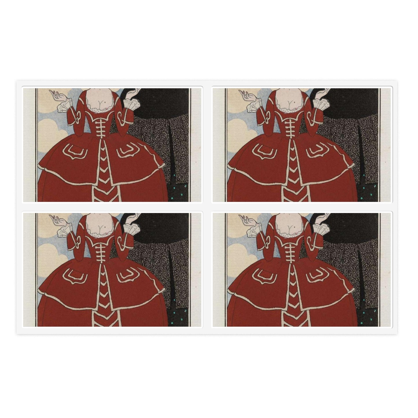 Fancy dress (Travestissement d'aprés Longhi - Robe de damas galonnée de blanc sur laquelle on jettera une baiite de taffetas noir et de dentelle) (CBL WEp 0847) Laminated UV Protective Vinyl Stickers