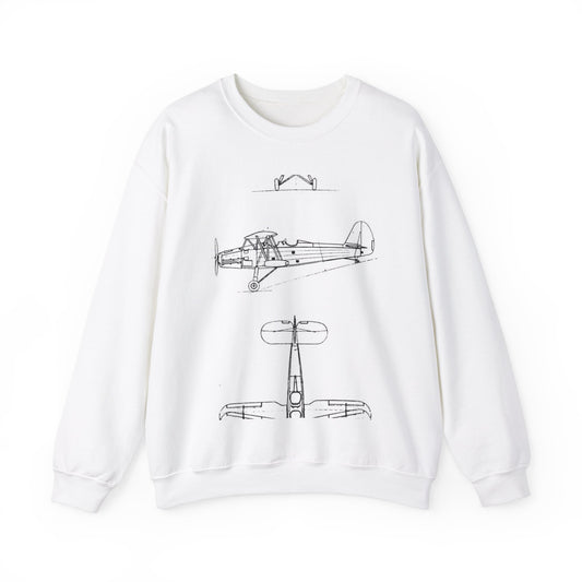 Patent drawing - Gotha Go.145 3-view L'Aerophile August 1937 Public domain  image White Heavy Blend Adult Crew Neck SweatShirt
