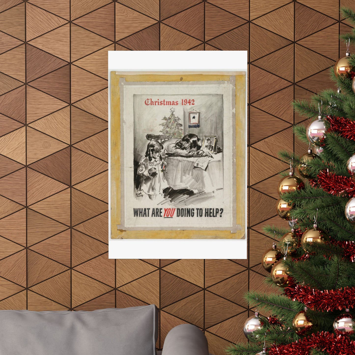 What Are You Doing to Help?  Christmas 1942 High Quality Matte Wall Art Poster for Home, Office, Classroom