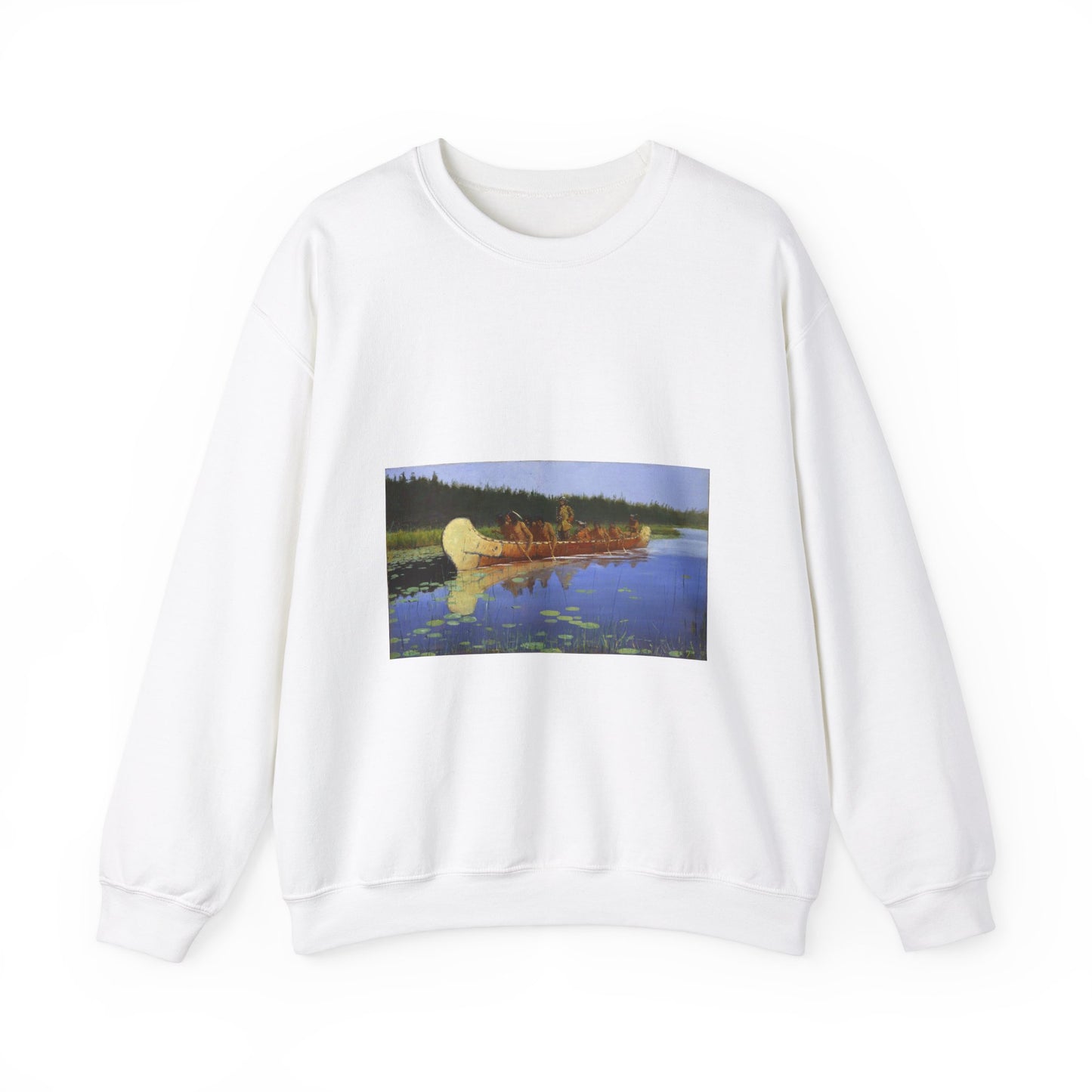 Frederic Remington - Radisson and Groseilliers White Heavy Blend Adult Crew Neck SweatShirt