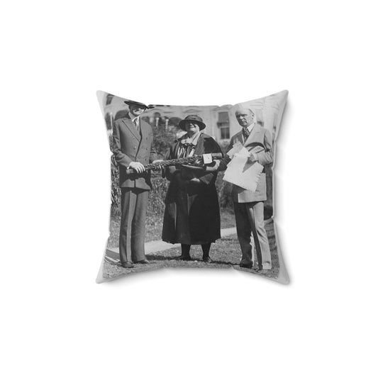 Mr. Coolidge becomes an honorary member of the Smoki [i.e., Hopi] tribe of Arizona--Miss Grace M. Sparks, Secty. of the Chamber of Commerce of Prescott, Ariz. and H.M. Watkins, Secty. of the Chamber of Phoenix Decorative Accent Square Pillow